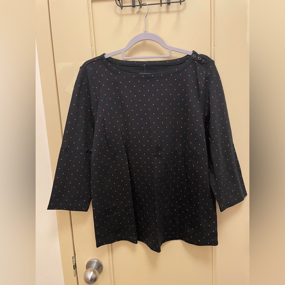 Charter Club Black Boxy 3/4 Sleeve Blouse